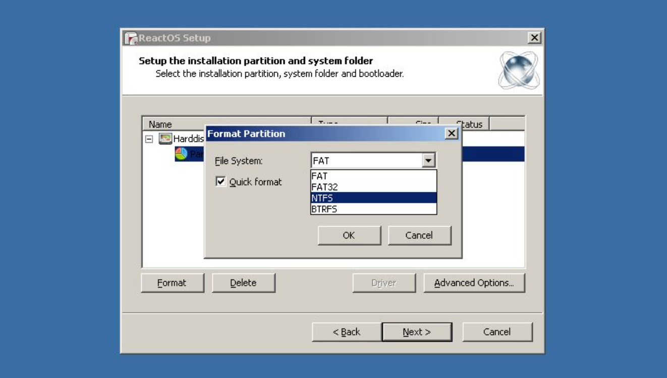 reactos ntfs