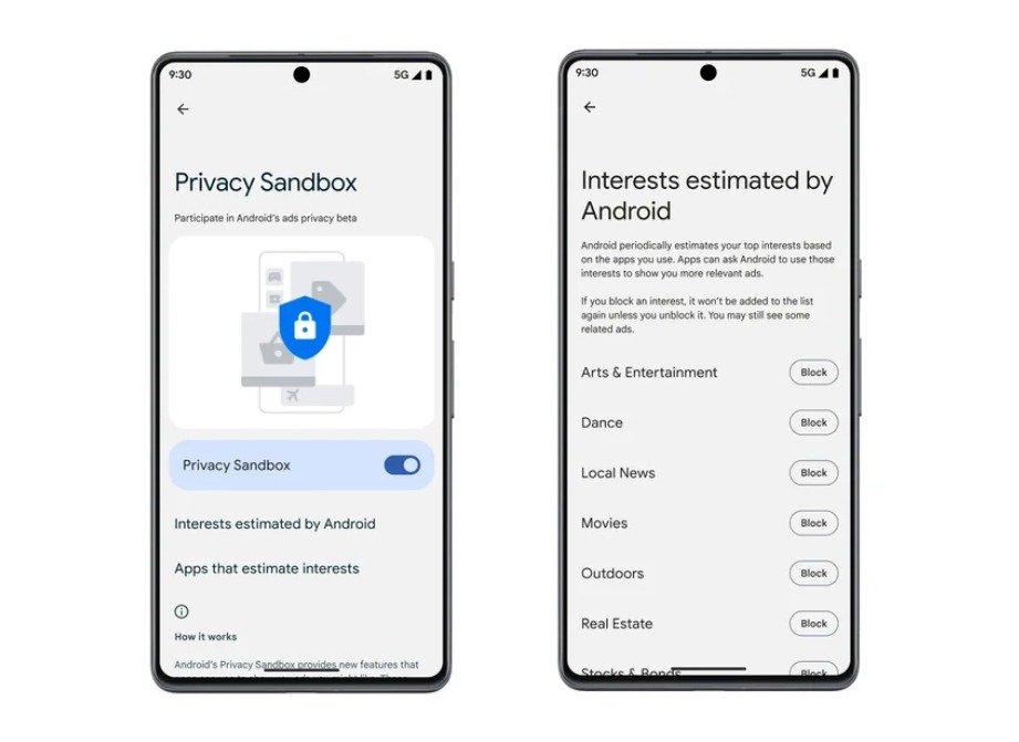 La Privacy Sandbox de Google sur Android 13 © Google