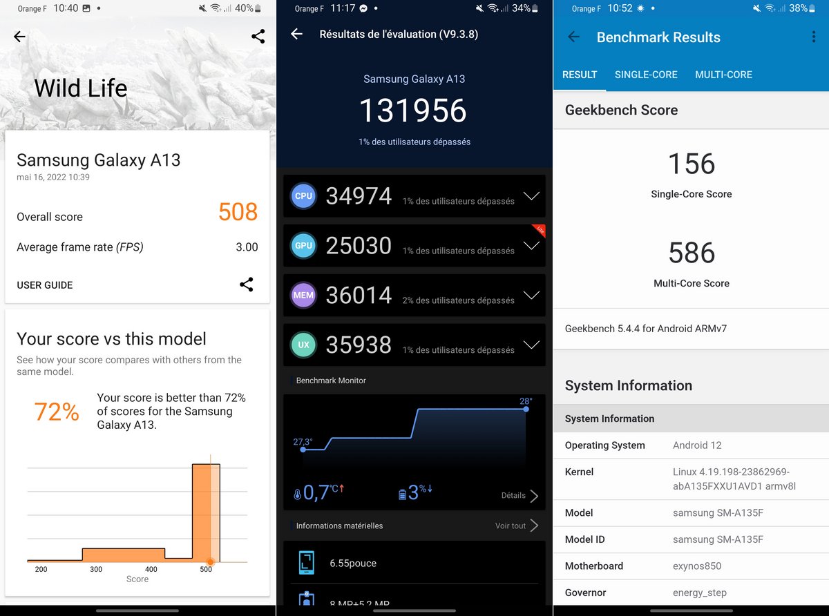 benchmarks samsung galaxy a13