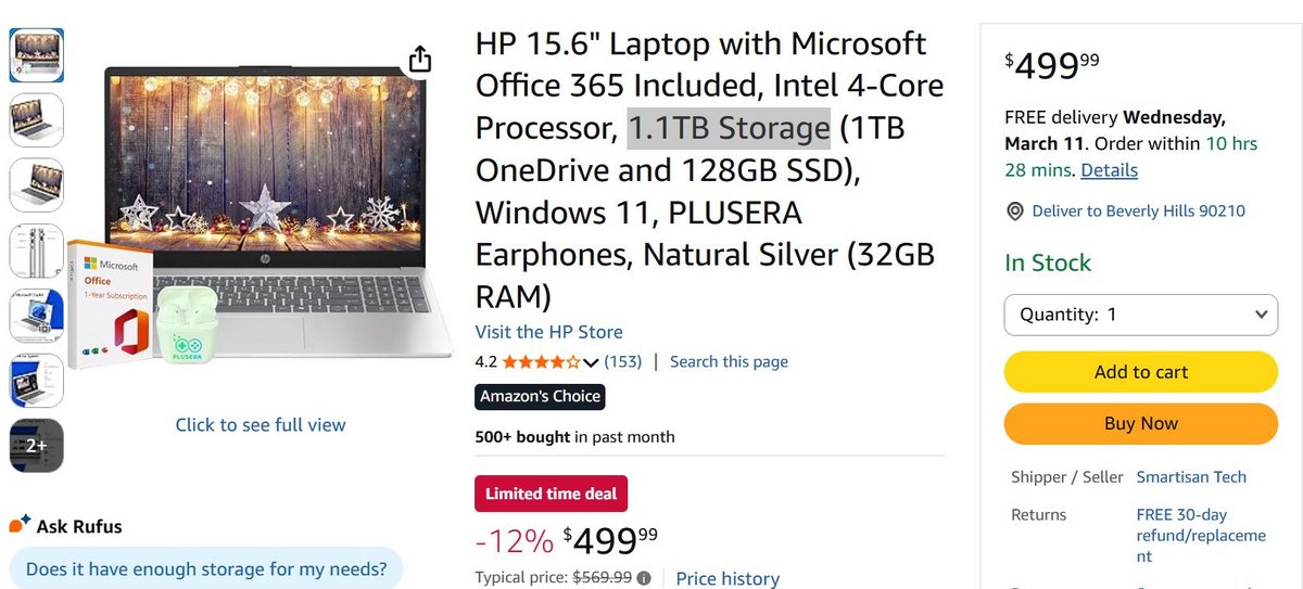 Le stockage composé d'un SSD 128 Go en local et de 1 To dans le cloud. ©VideoCardz