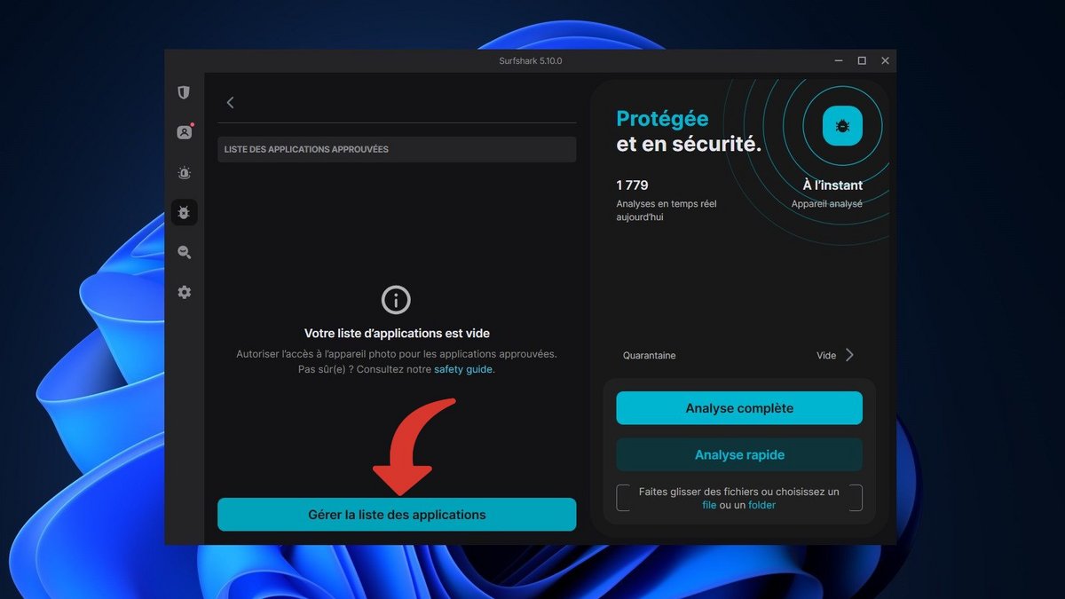 Surfshark Antivirus - Ajoutez des applications approuvées © Clubic