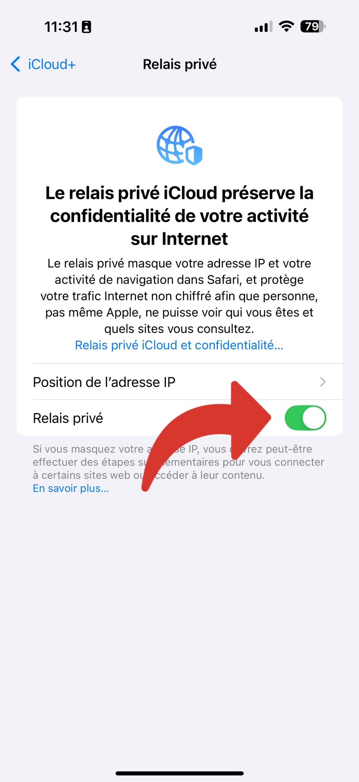 Apple Confidentialité Relais privé