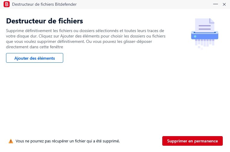 Bitdefender Total Security - Destructeur de fichiers