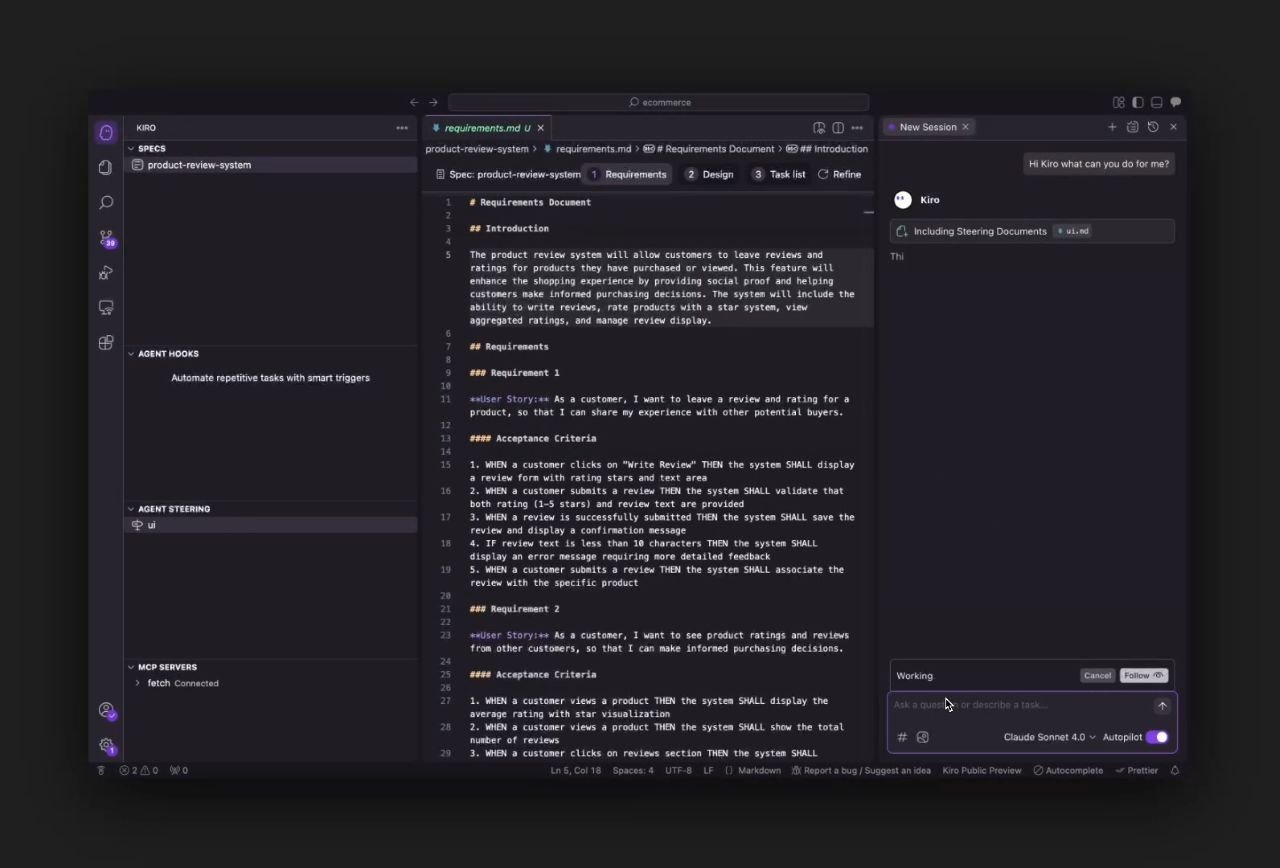 Par défaut, Kiro demande une autorisation avant d'agir, ce qu'Amazon précise dans sa déclaration. Mais l'outil opère avec les droits de l'utilisateur qui l'active, et cet ingénieur n'avait pas besoin d'une validation par un second collègue, contrairement à la procédure habituelle en vigueur chez AWS - ©Kiro