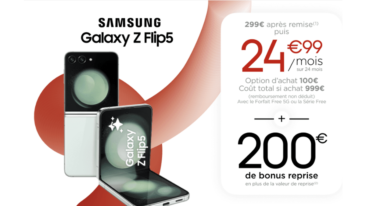 Promo sur le Galaxy Z Flip 5 pour les Merci Days de Free Mobile © Clubic