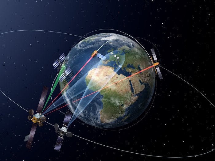 La plupart des liaisons lasers en orbite aujourd'hui ont lieu entre les satellites eux-mêmes © Airbus DS