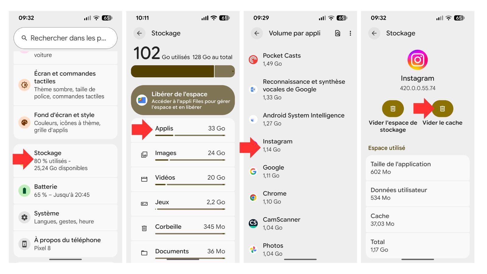 Videz le cache de vos applis. ©Google