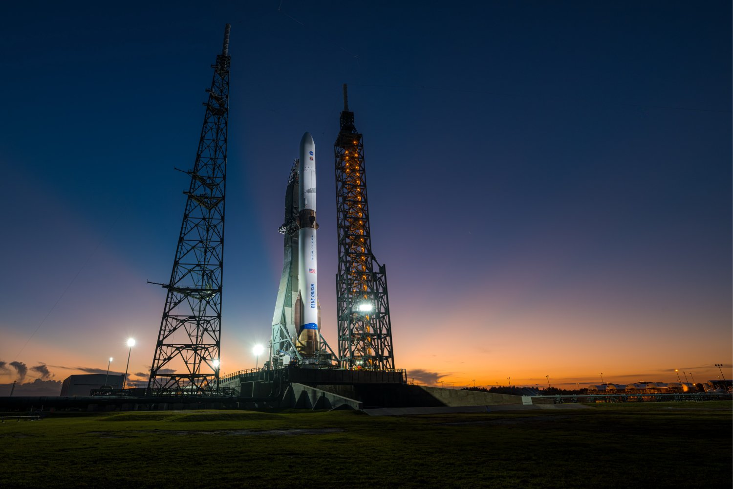 New Glenn sur son pas de tir. ©Blue Origin