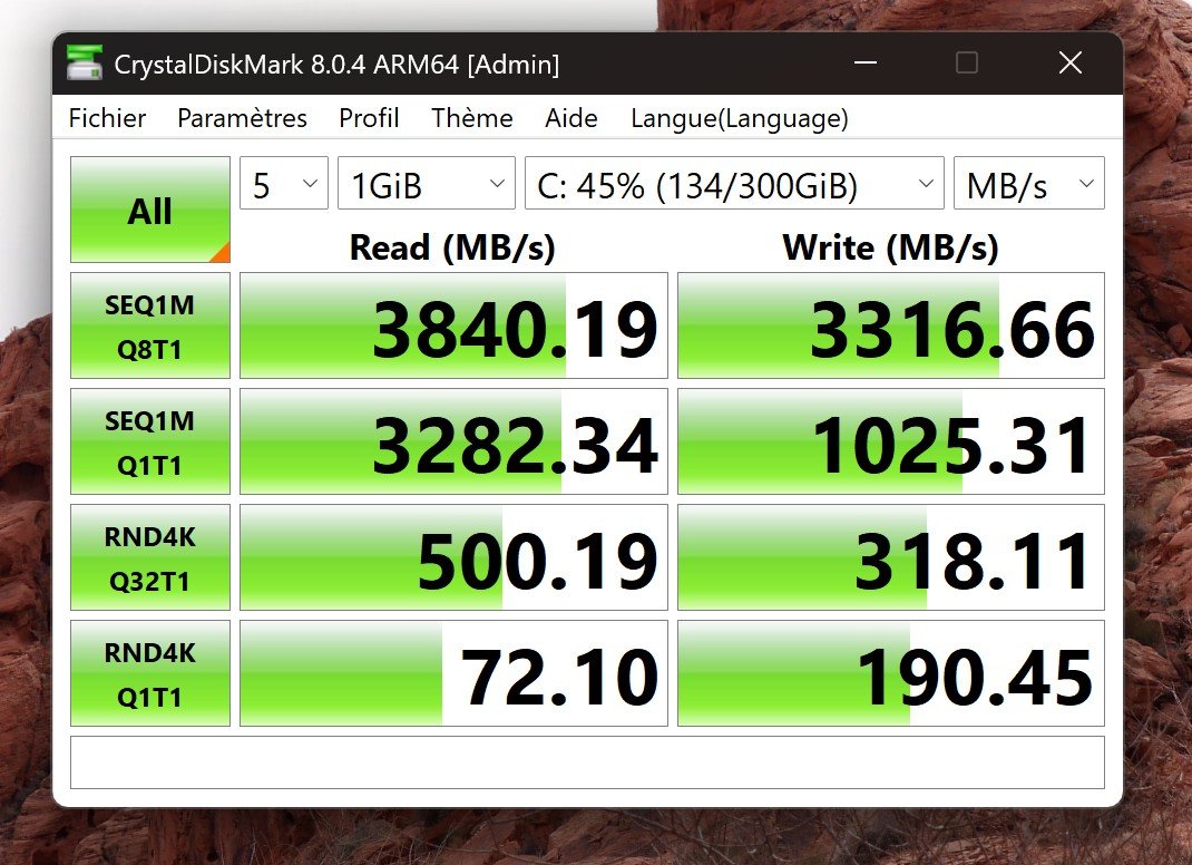 Les performances, avec CrystalDiskMark © Nathan Le Gohlisse pour Clubic