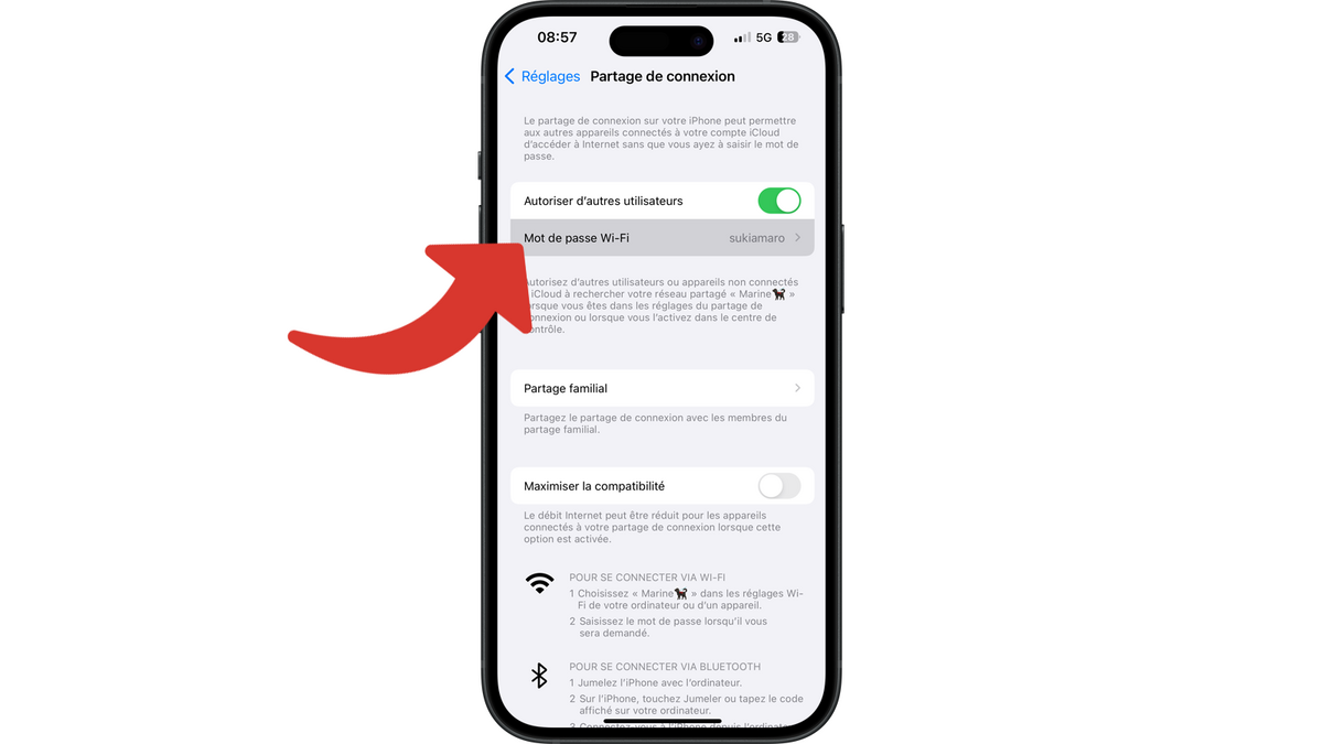 Accéder au mot de passe Wi-Fi du partage de connexion © Clubic