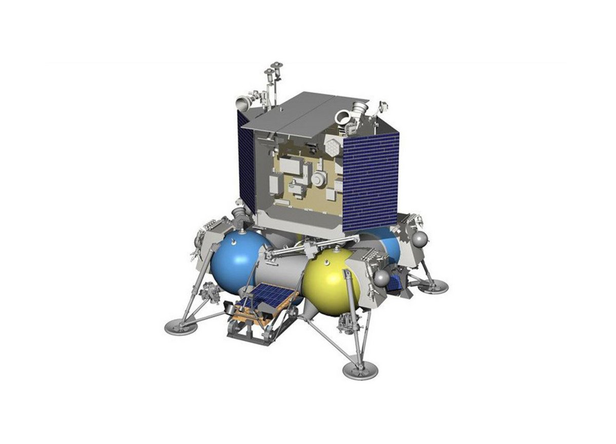 Alors que Luna-27 était encore un projet indo-russe, la sonde devait embarquer un petit rover, visible en bas de l'atterrisseur. Désormais, il est prévu que cette fonctionnalité soit intégrée à Luna-29, Luna-27 et 28 se concentrant sur des missions plus intéressantes scientifiquement. Crédits: Roscosmos