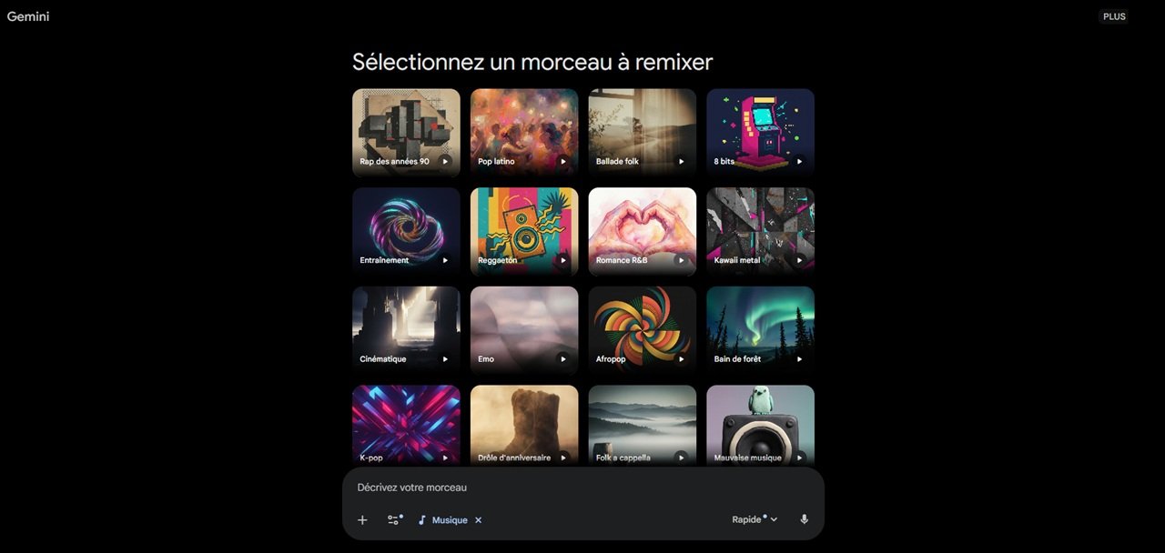 Vous tapez une description, vous importez une photo, et Gemini produit une chanson de 30 secondes avec paroles, mélodie et illustration - Capture d'écran ©google / Mélina Loupia pour Clubic