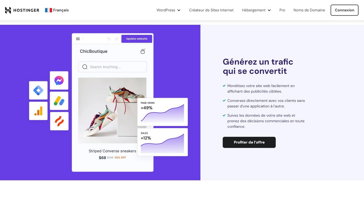 Un éditeur de sites avec des outils de webmarketing intégrés