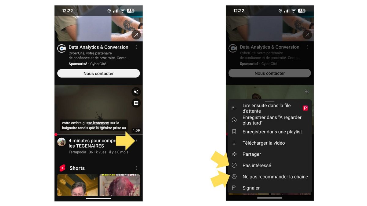 Montrez à YouTube les contenus qui ne vous intéressent pas. ©Google