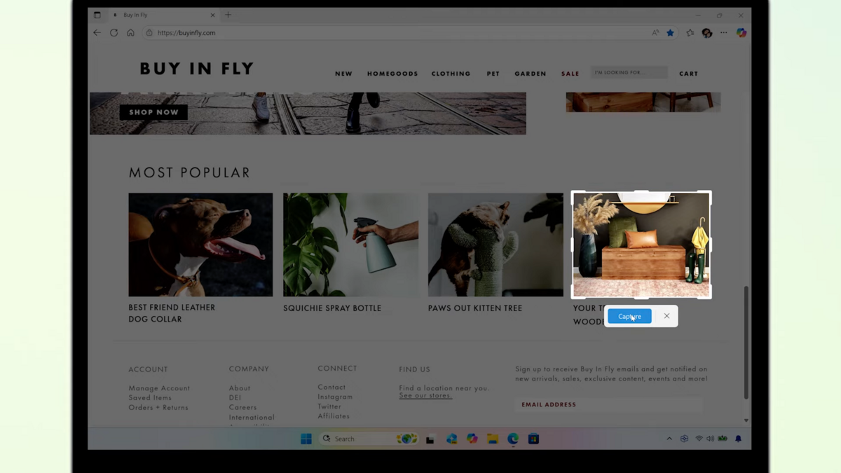 Le nouvel outil de capture ajuste automatiquement le cadre autour de l’élément le plus pertinent à l’écran. © Microsoft