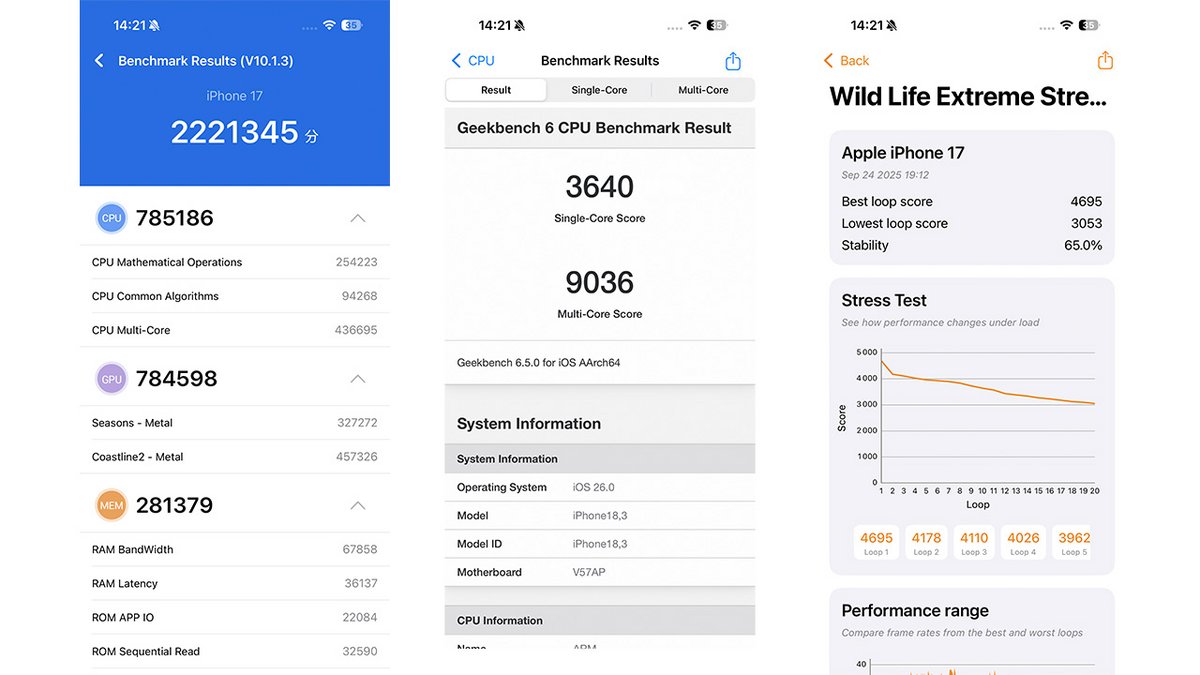 Sur AnTuTu, l'iPhone 19 fait mieux que l'iPhone Air. © Pierre Crochart pour Clubic.com