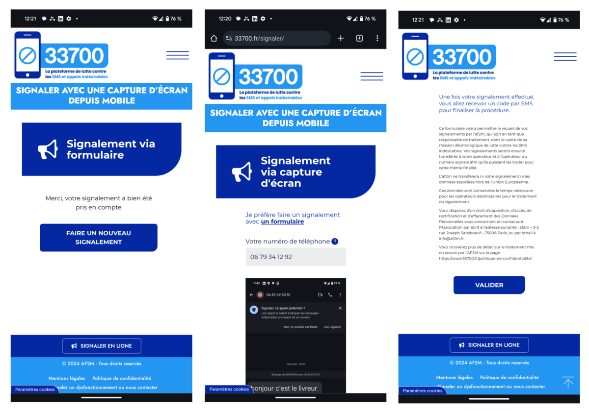 Le signalement sur la plateforme 33700.fr - ©Alexandre Boero / Clubic