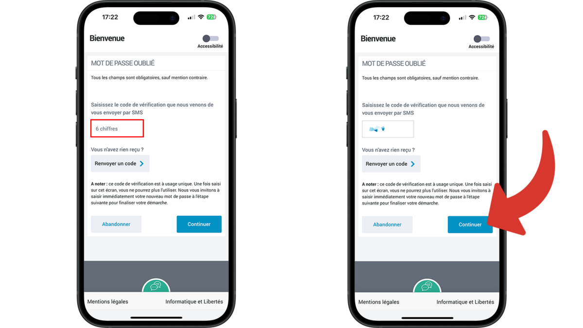 caf mot de passe oublie code verification
