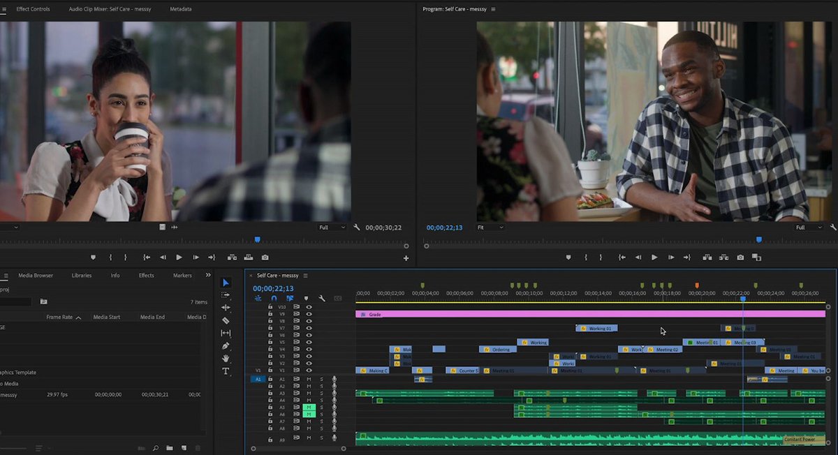 Simplification d'une timeline dans Premiere Pro