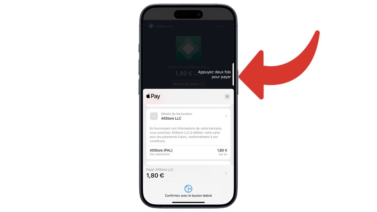 Validez votre paiement pour installer AltStore © Mathieu Grumiaux pour Clubic