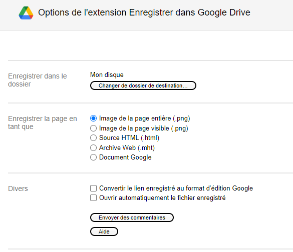 Enregistrer dans Google Drive