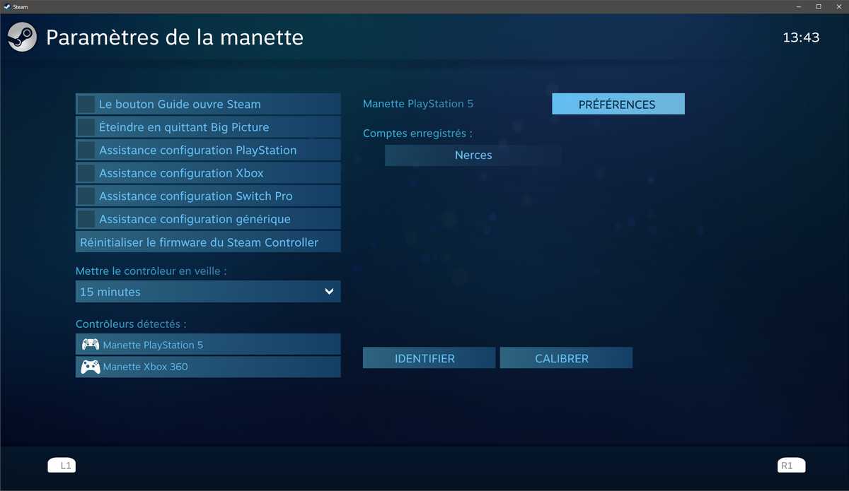 Steam reconnaît parfaitement la DualSense © Nerces pour Clubic