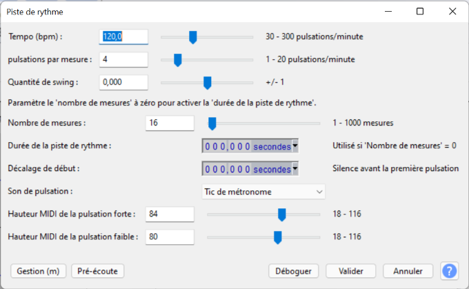 Audacity Piste de rythme Comment gérer la latence