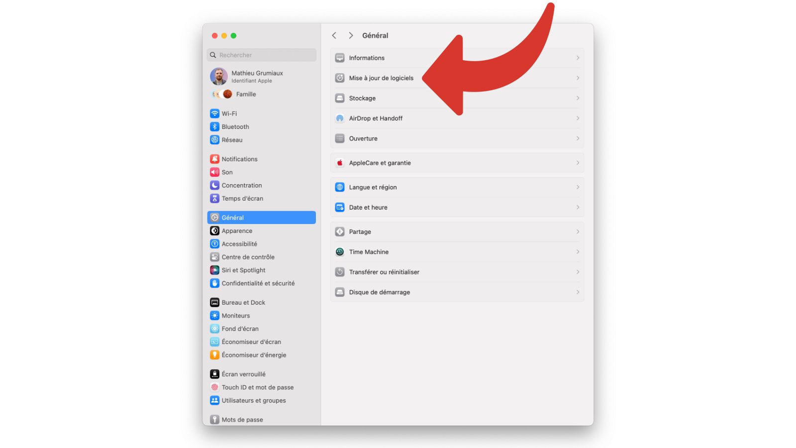 Accéder à l'option de mises à jour macOS © Mathieu Grumiaux pour Clubic