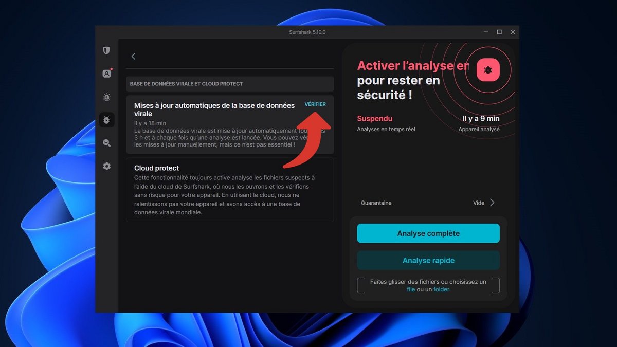 Surfshark Antivirus - Vérifiez la disponibilité des mises à jour © Clubic