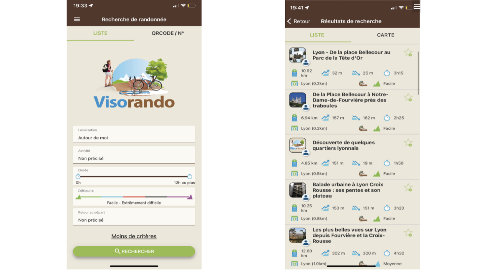 Rechercher un itinéraire sur Visorando