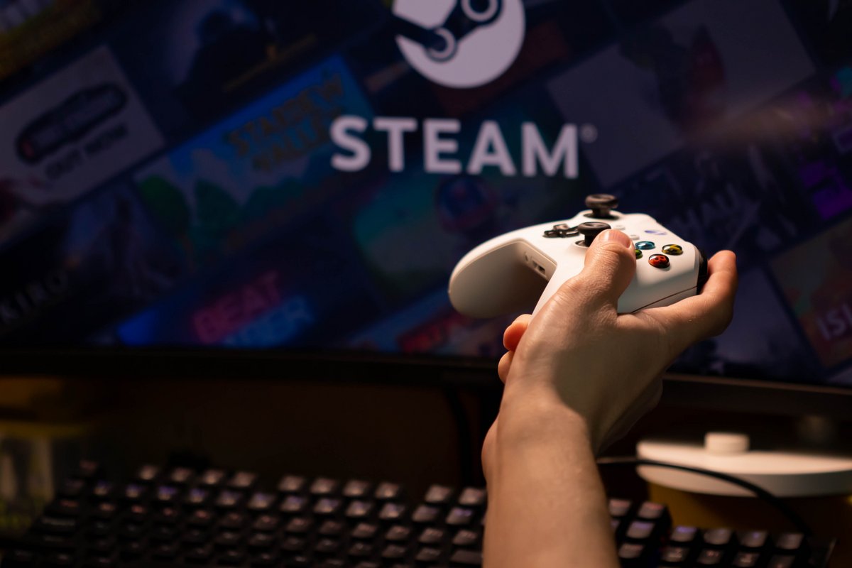 Manette de jeu, fond Steam