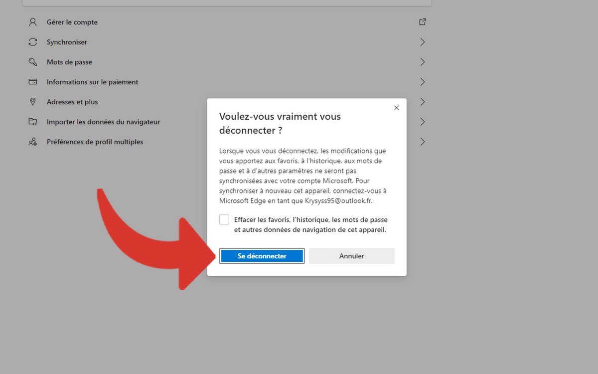 Retirer compte Microsoft Edge