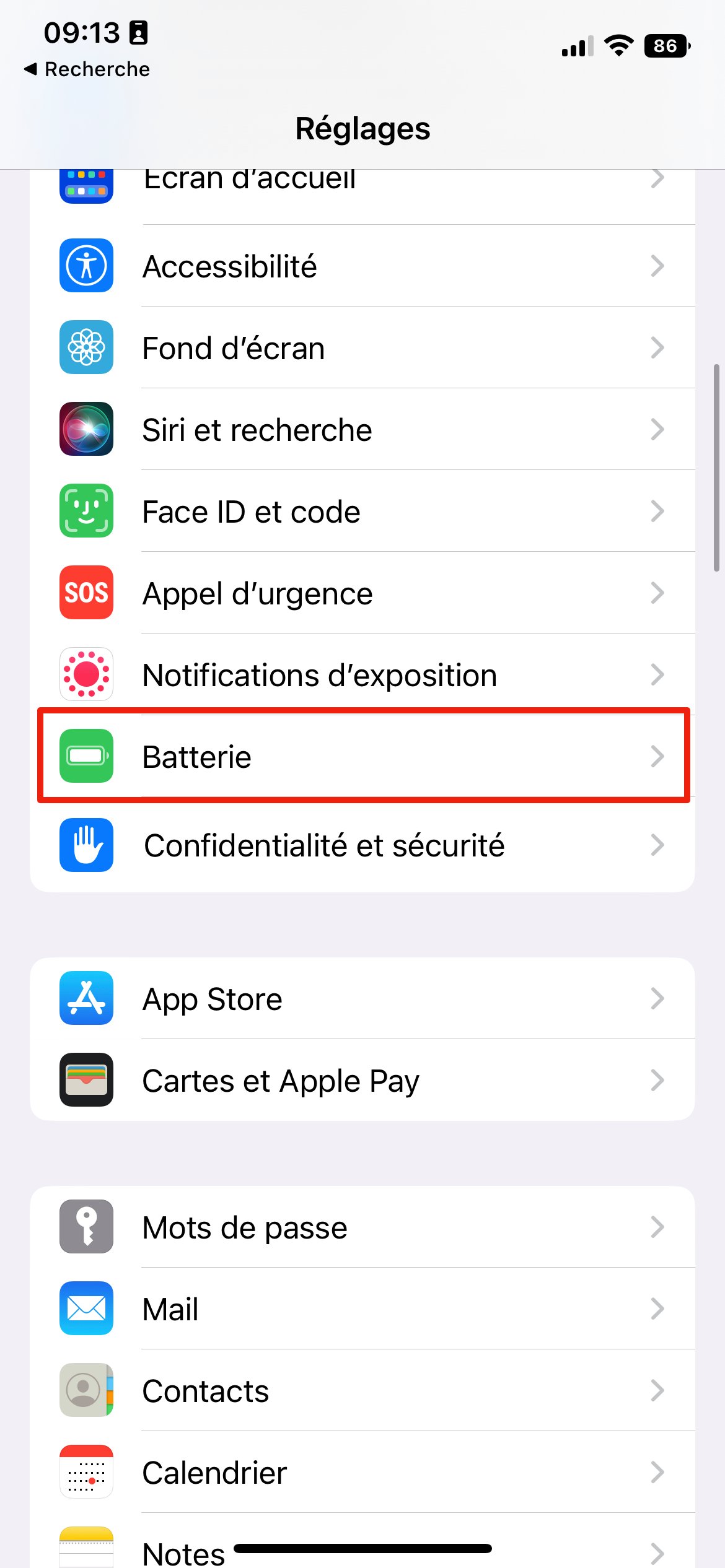 iOS 16 Indicateur Batterie