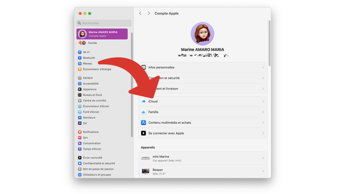 Accéder aux réglages d'iCloud © Clubic