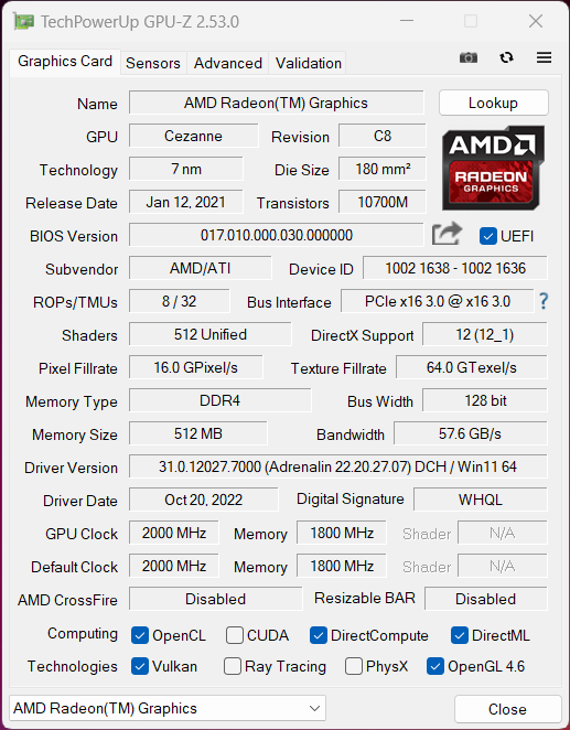 Focus sur le sous-système graphique avec GPU-Z © Nerces pour Clubic