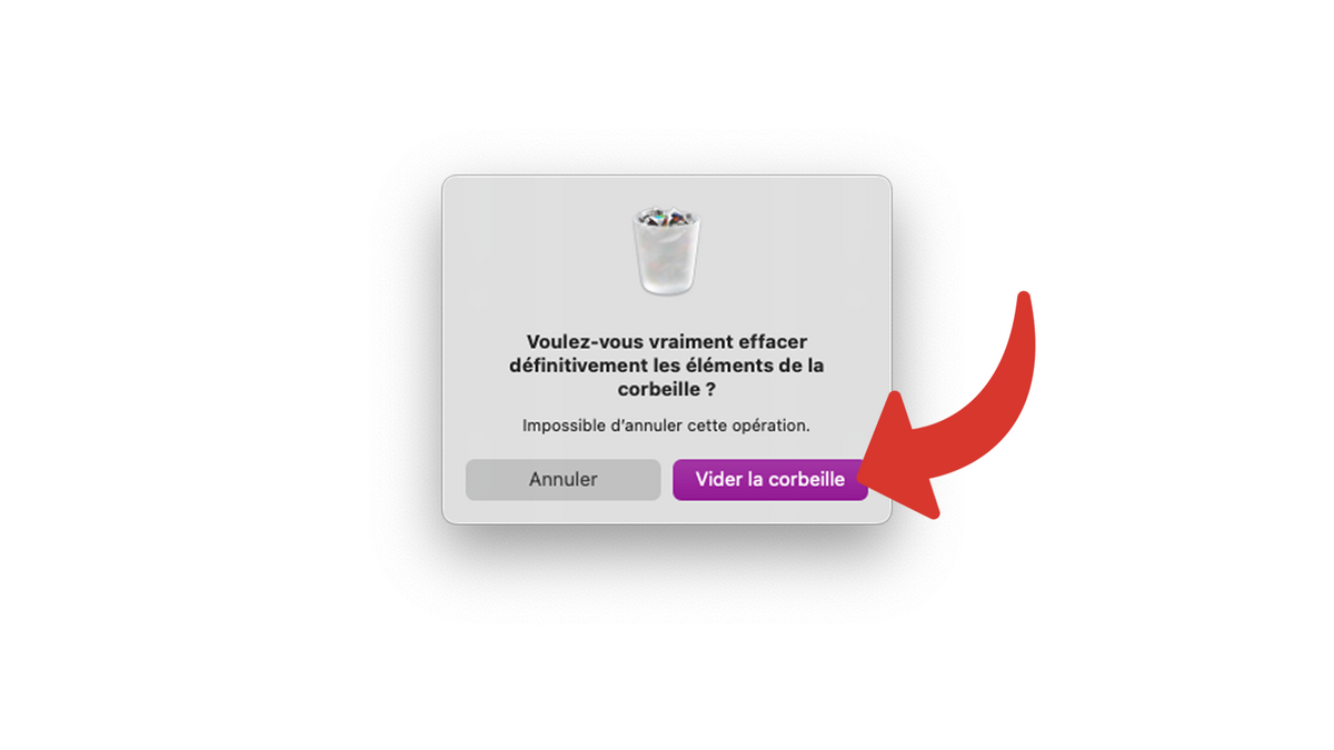 Confirmer l'action de vider la corbeille © Clubic