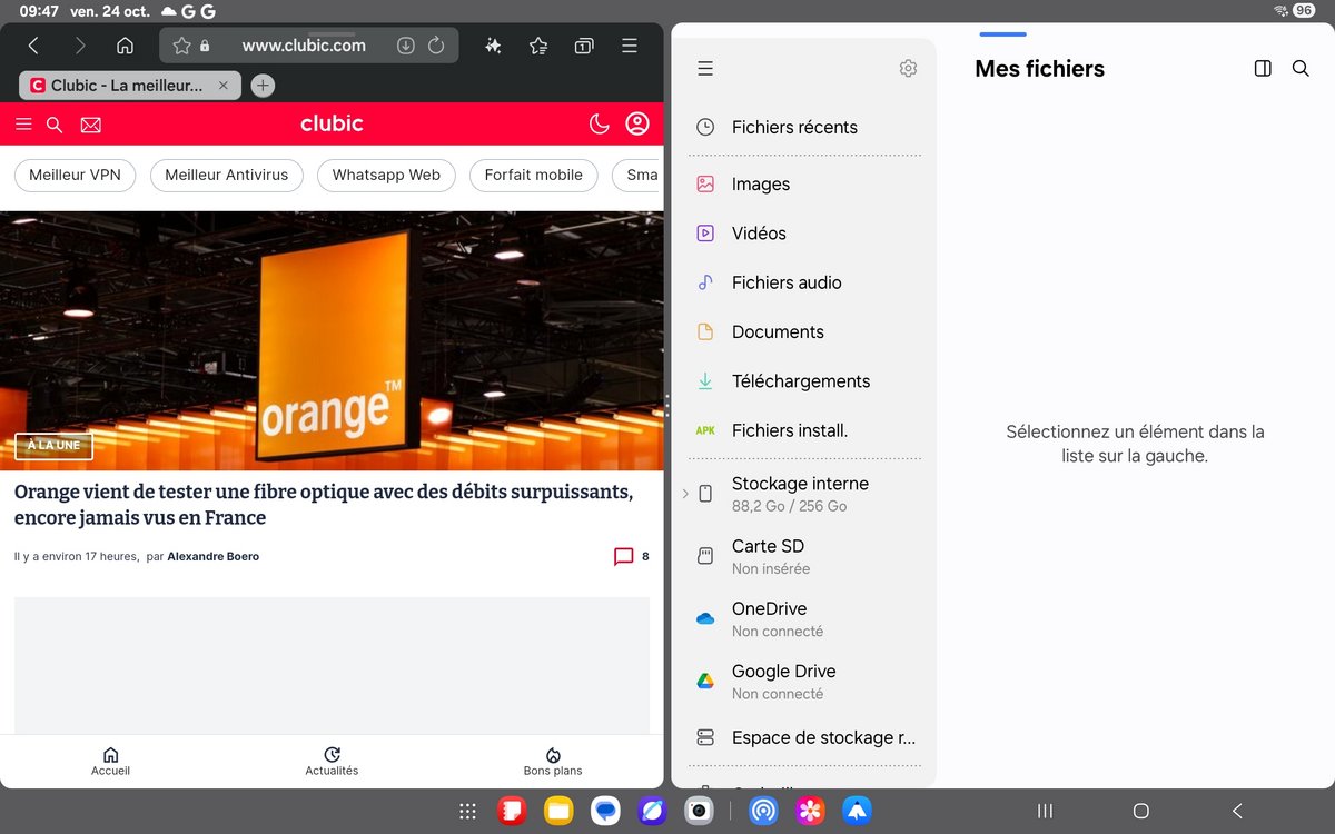 Jusqu'à quatre apps sur l'écran...si elles sont compatibles ©Mathieu Grumiaux pour Clubic