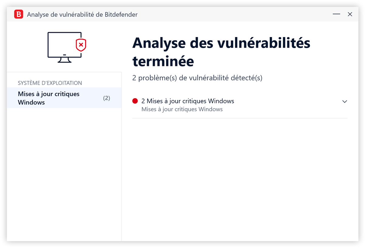 Bitdefender - Le rapport d'analyse de l'antivirus