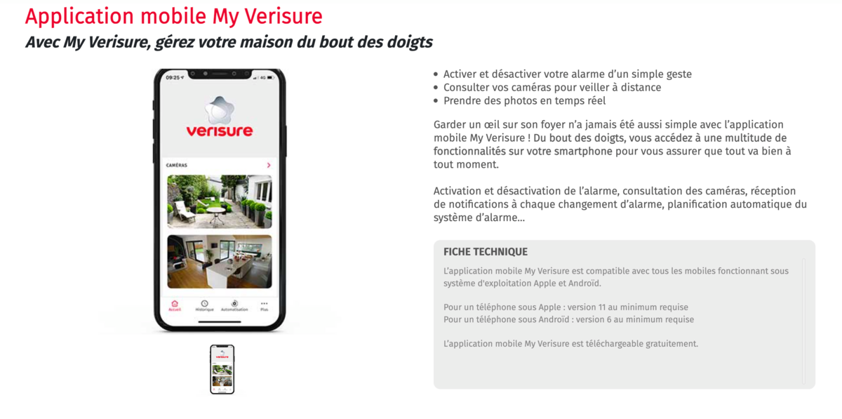 Une application pour gérer le système à distance © Verisure