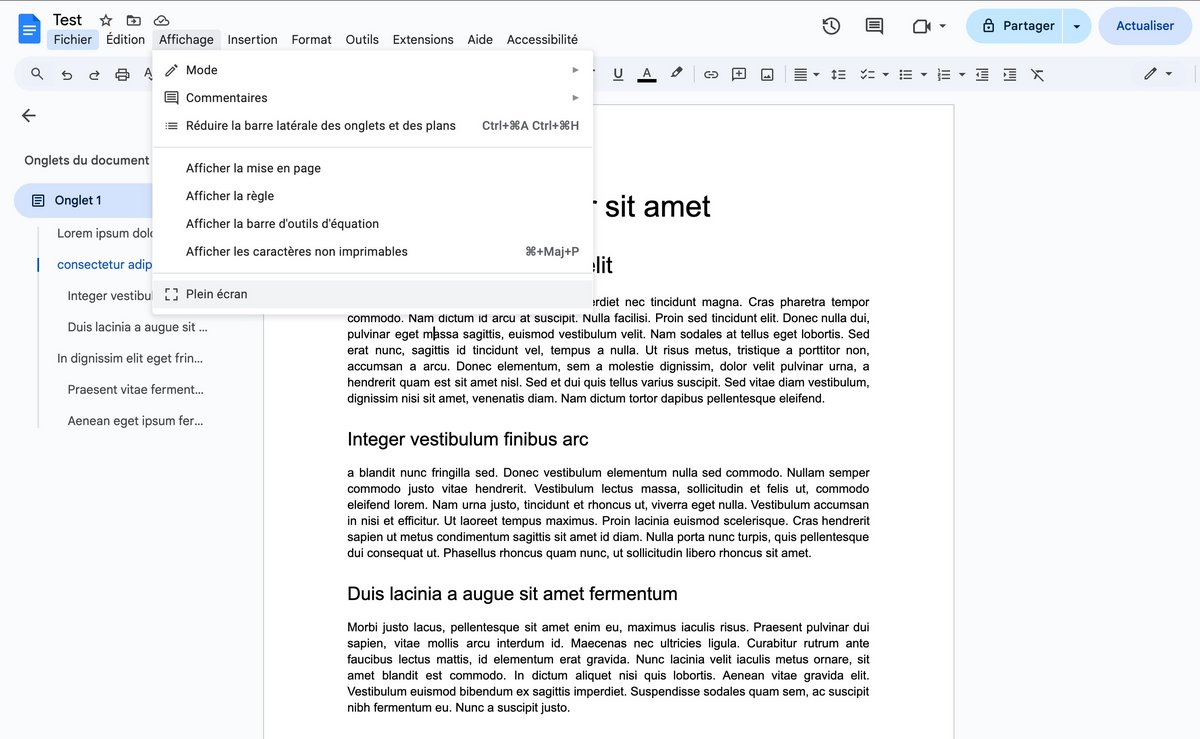 Changez l'affichage de Google Docs. ©Google