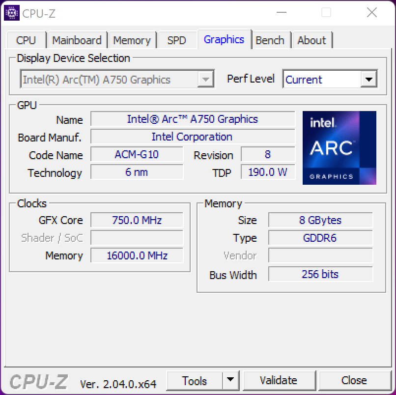 Intel ARC A750 LE et Acer ARC A770 OC