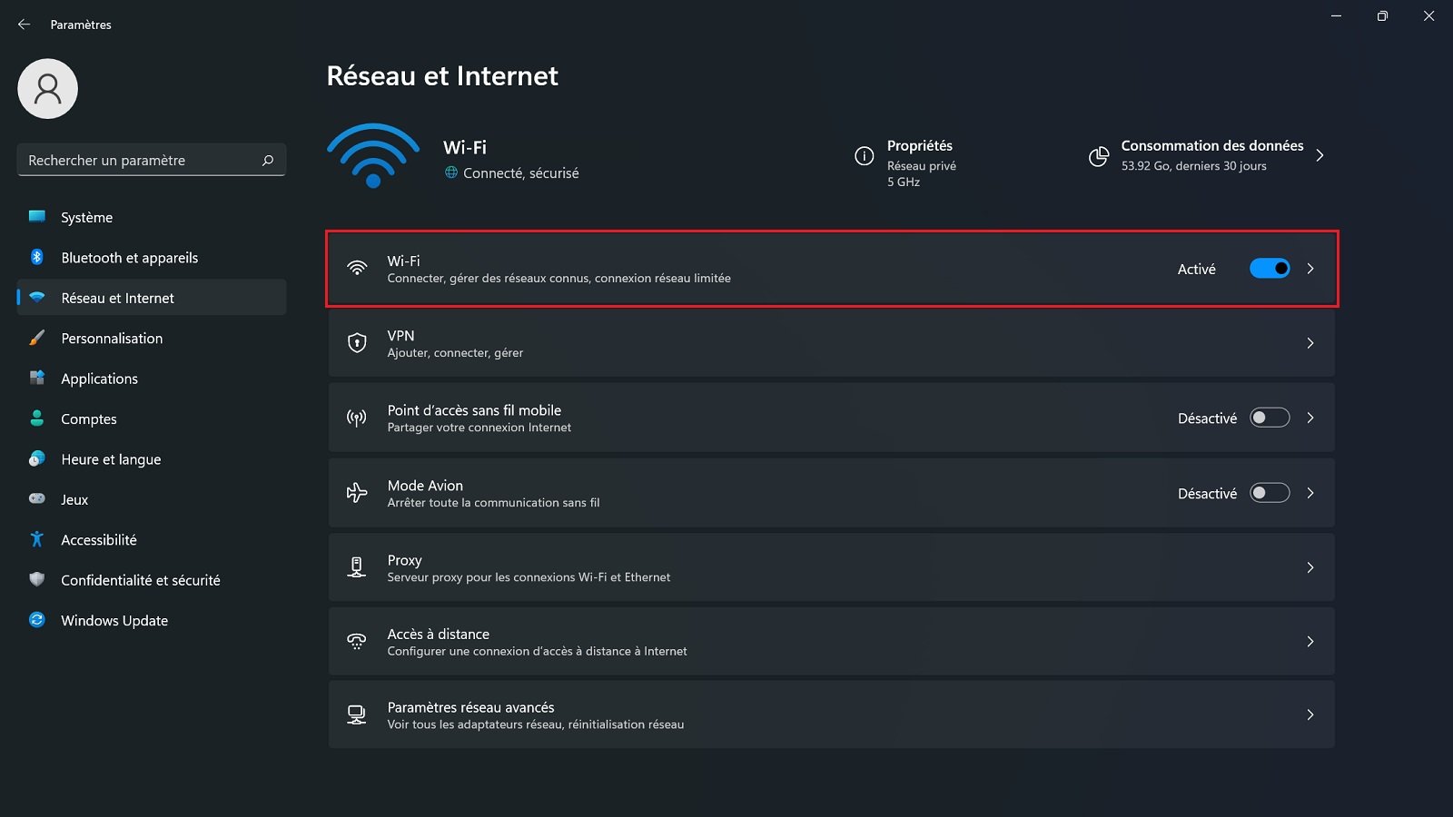 windows 11 connexion Wi-Fi
