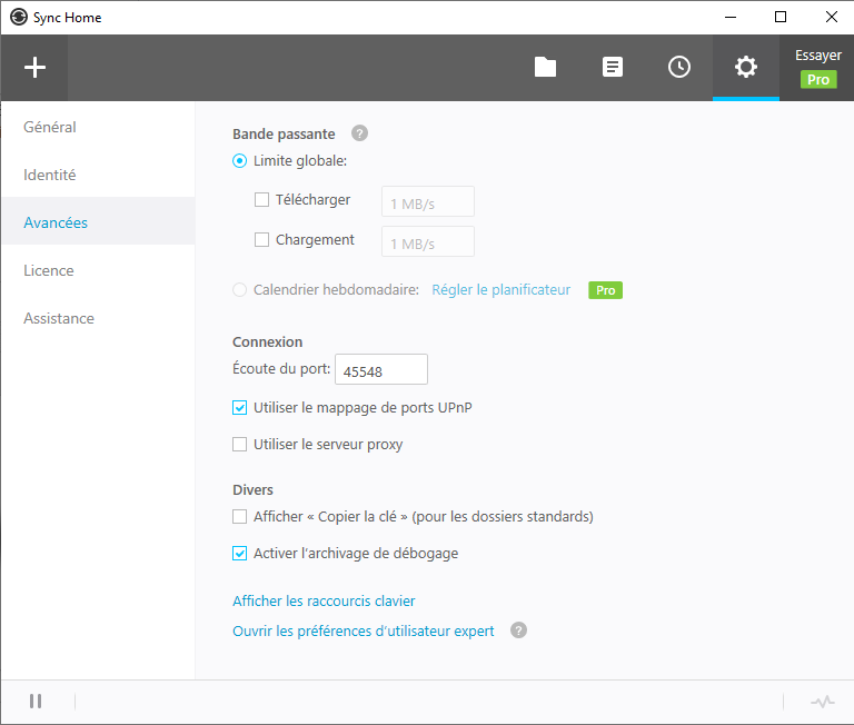 Resilio Sync - Fonctionnalités avancées