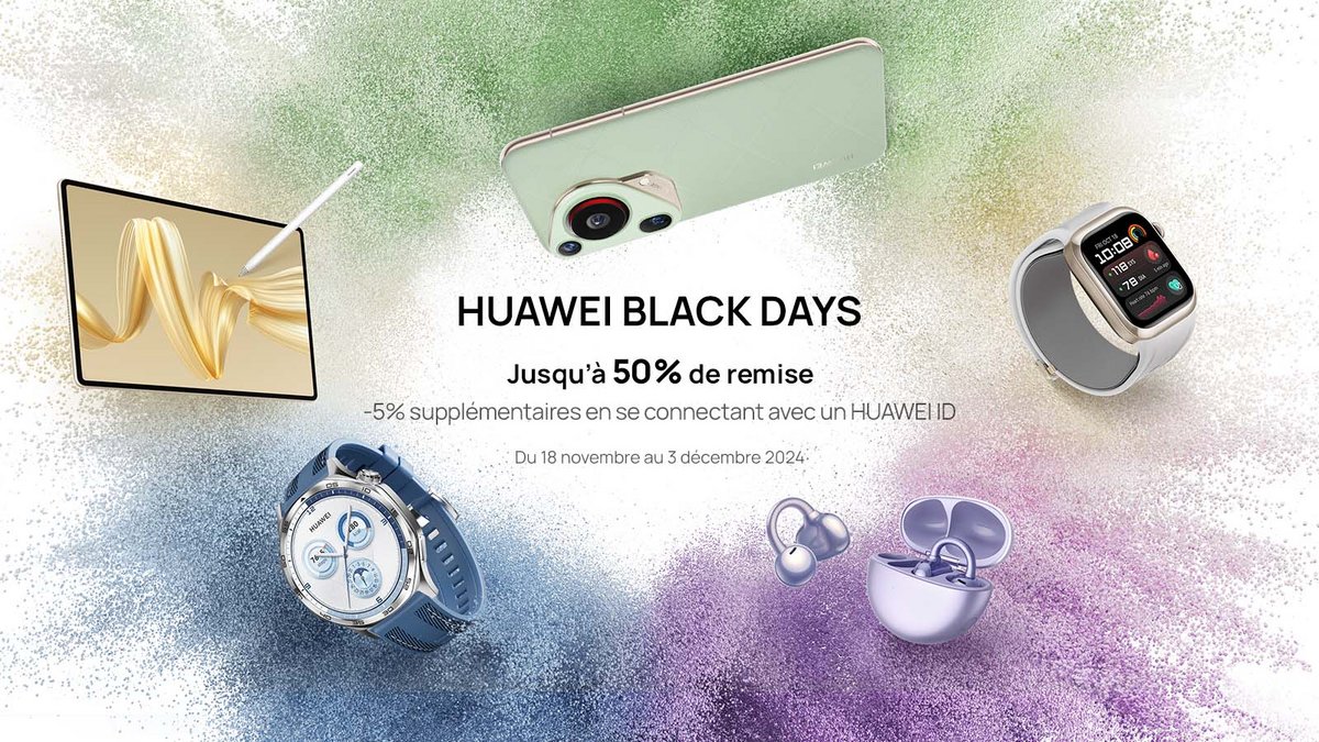 Des promos allant jusqu'à -50% sont disponibles pendant le Black Friday HUAWEI