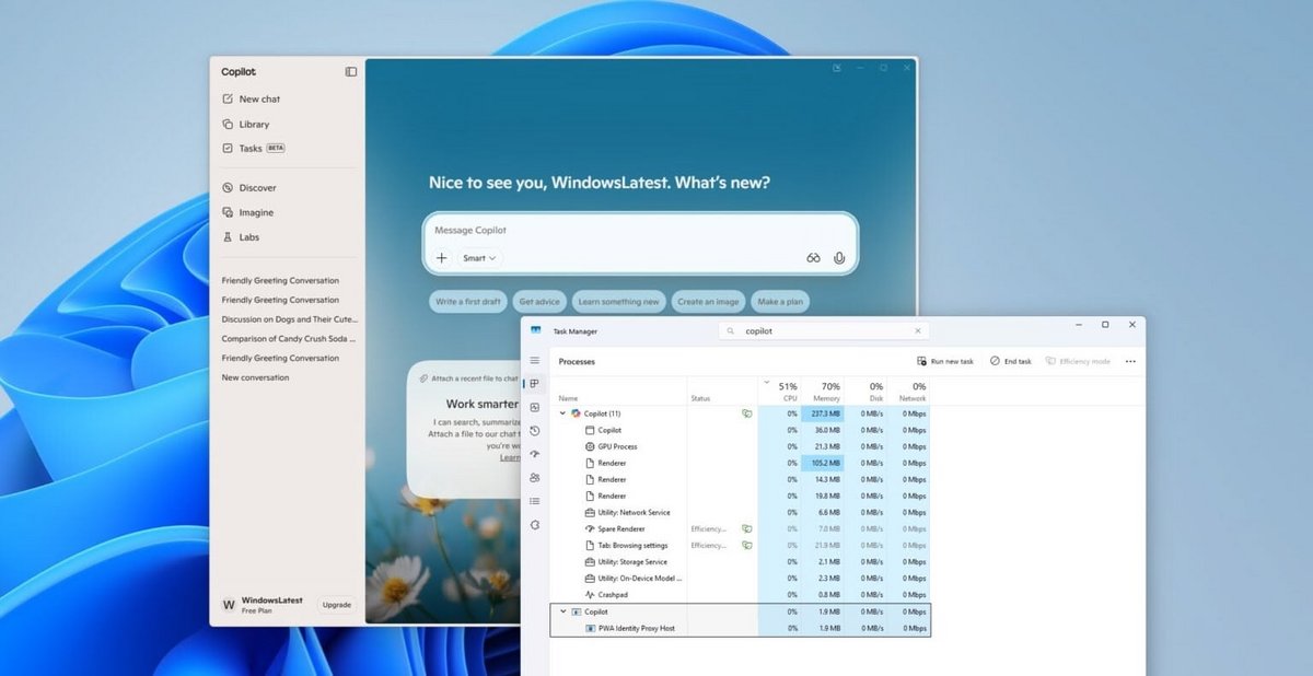 Une simple inspection du gestionnaire de tâches a permis de révéler le pot au roses. © Windows Latest