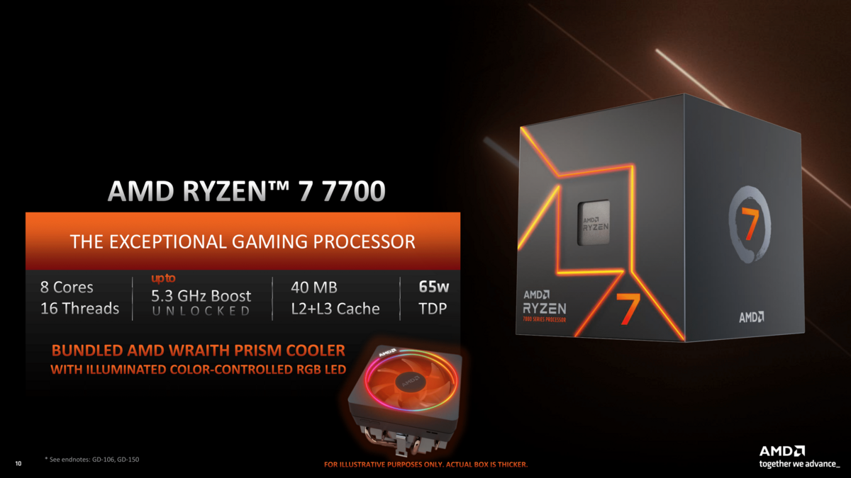 Le Stealth Cooler du 7600 est troqué pour le plus performant Prism Cooler © AMD