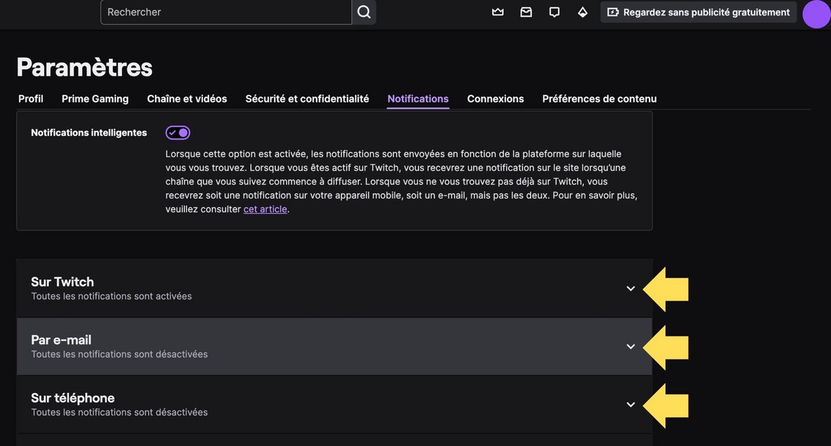 Mettez fin aux notifications incessantes © Twitch