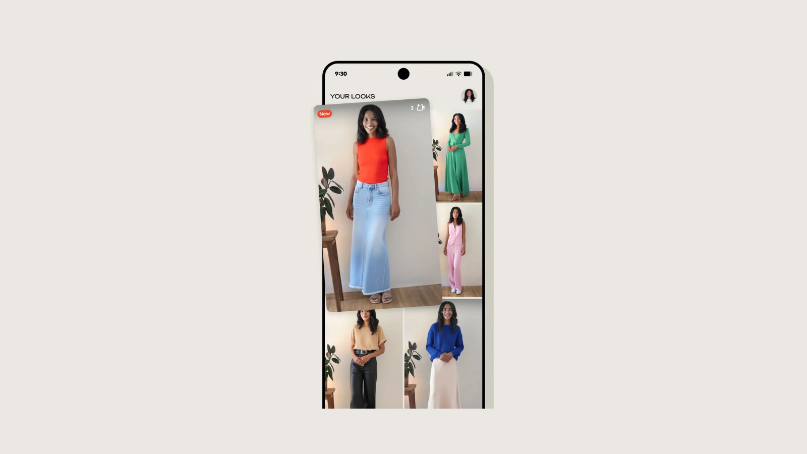 Les utilisateurs peuvent sauvegarder leurs essais préférés ou les partager avec des proches pour obtenir un avis. © Doppl