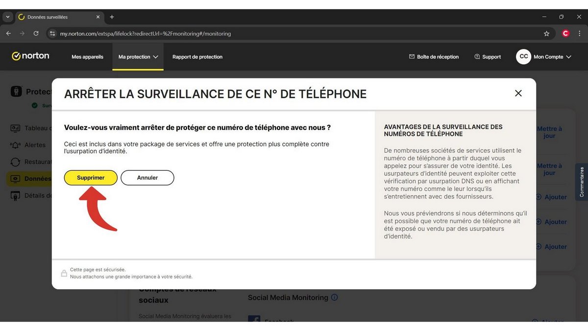 Confirmez la suppression de votre numéro de téléphone © Clubic