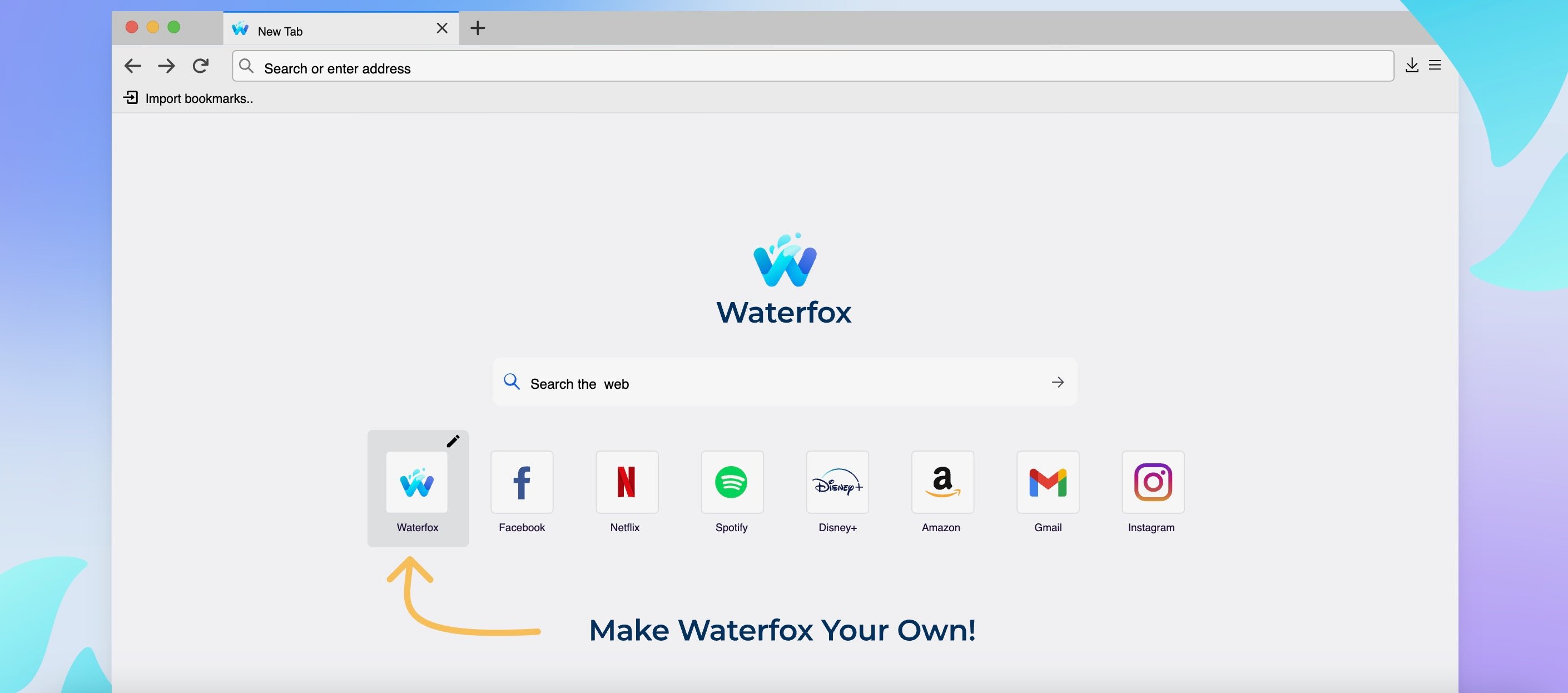 Waterfox, un navigateur respectueux de la confidentialité. ©BrowserWorks Ltd
